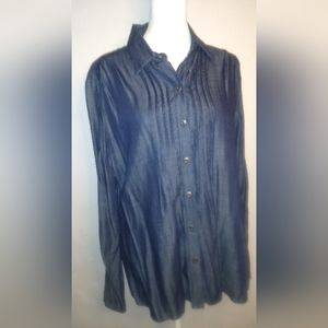 NWT PXL Coldwater Creek blue long sleeve blouse